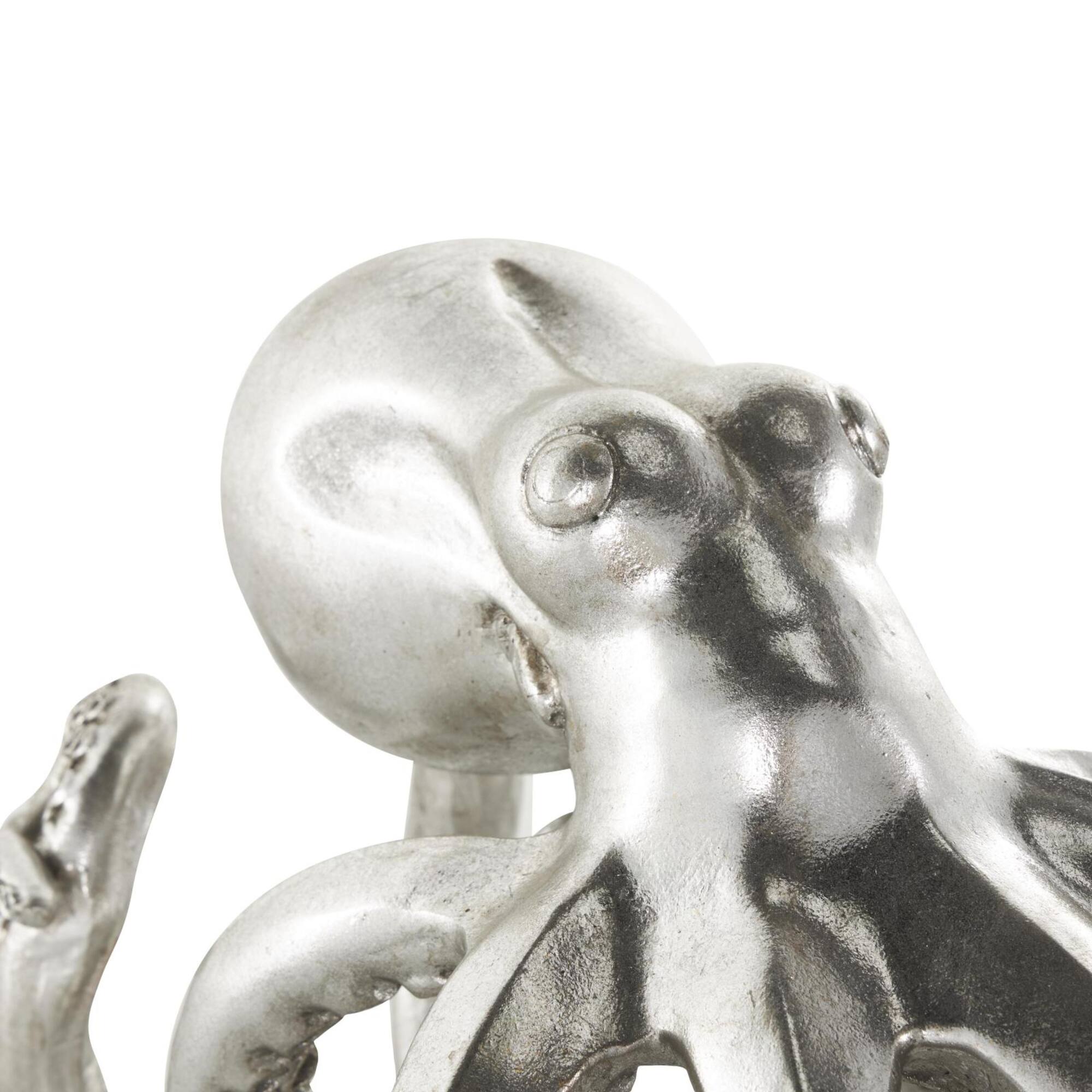 21.5" Silver Laying Octopus Sculpture